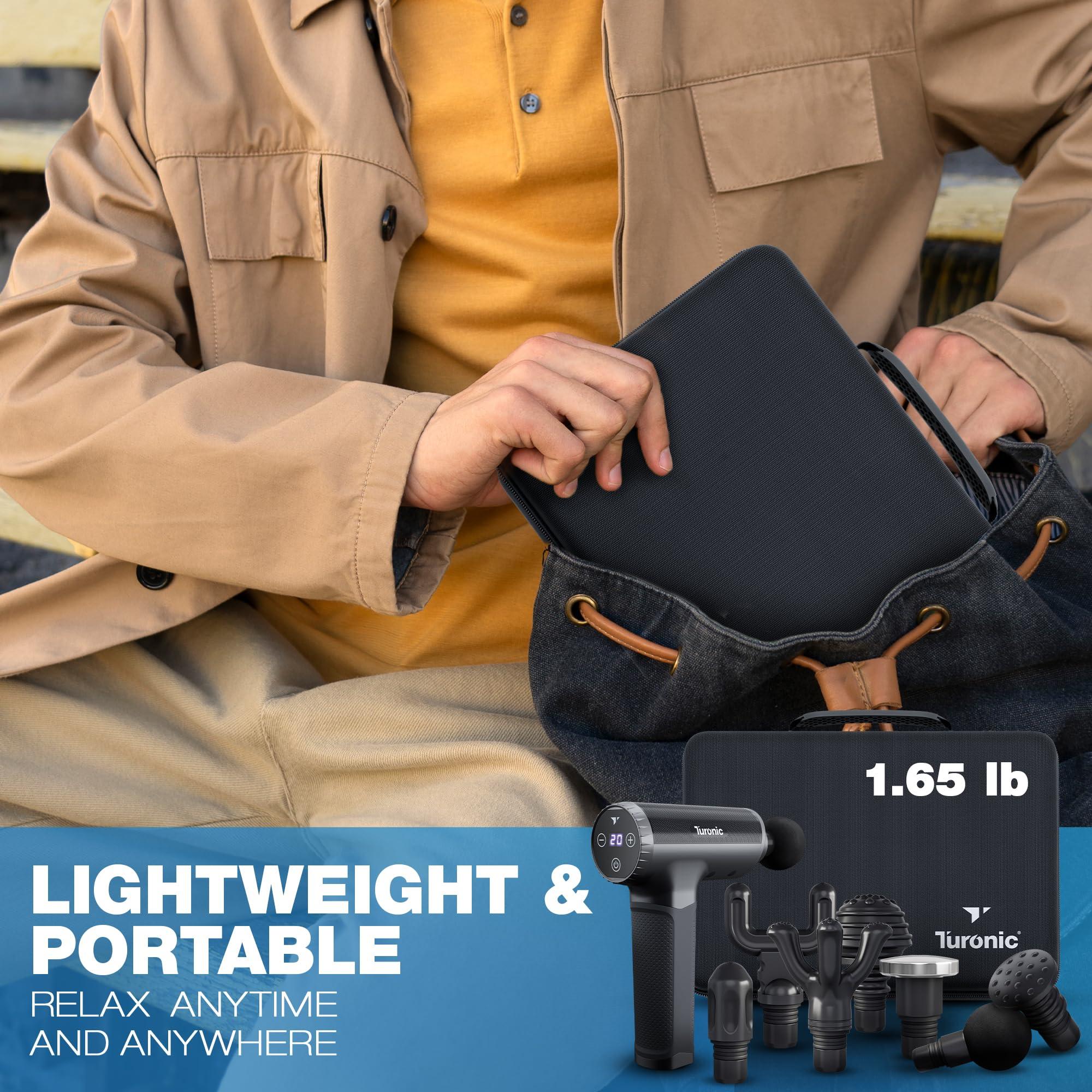 Turonic Turonic GM5 Handheld Massage Gun - Deep Tissue Percussion Massager, 20 Speeds, 7 Heads, Quiet, Powerful, Portable, Cordless, Rechargeable for Athletes, Personal Use, Shoulder, Leg, Foot, Back, Body