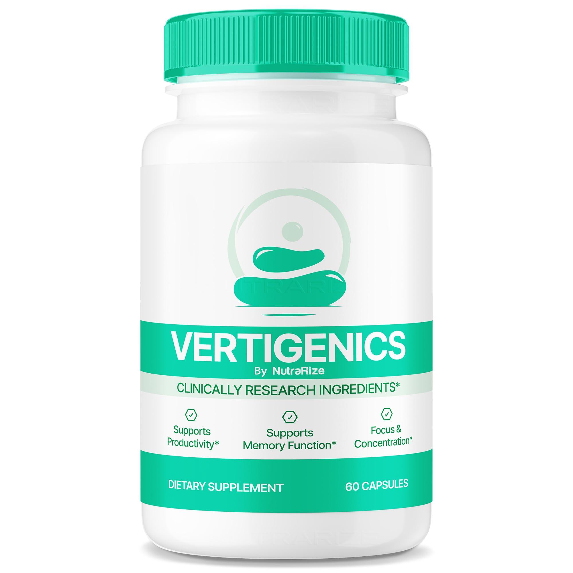 NutraRize Vertigenics - Natural Formula for Balanced Nutrition, Maximum Strength Supplement for Cognitive Health & Wellness, Premium Support Capsules, Vertigenics Reviews Official (60 Capsules)