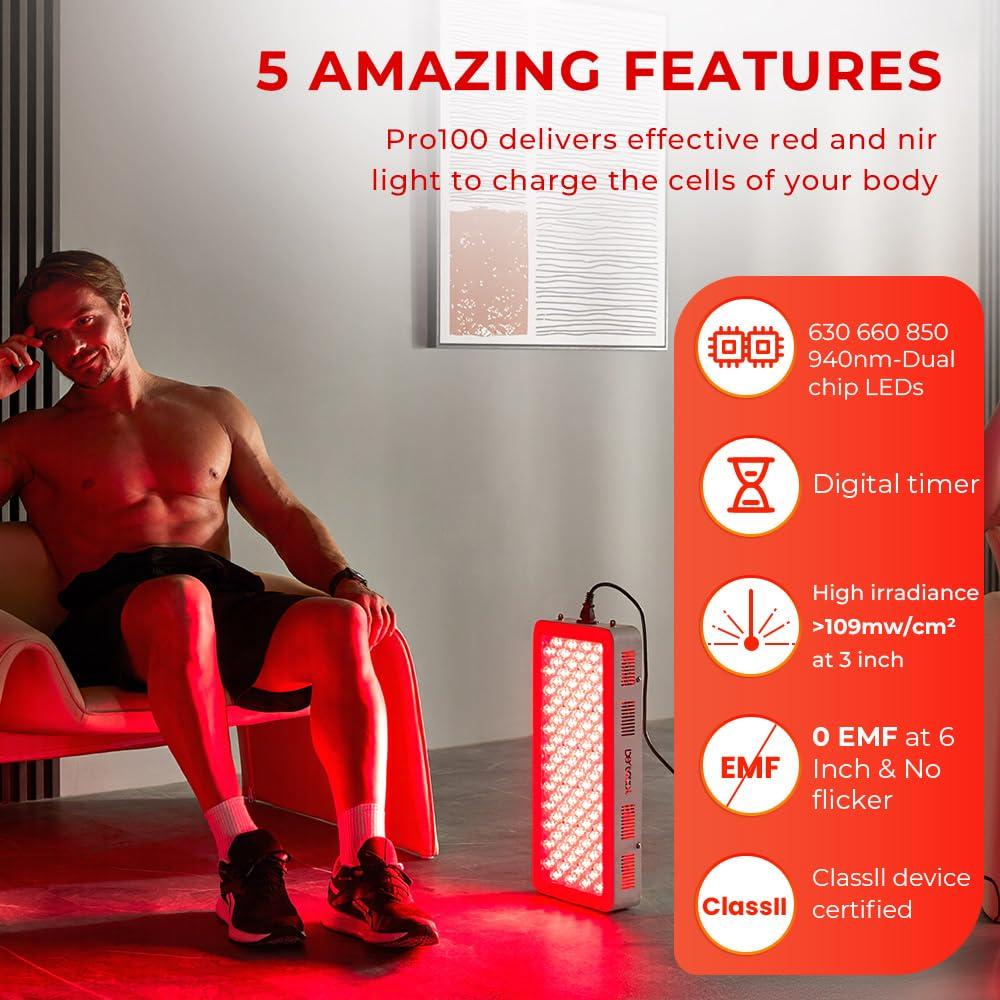 Bestqool Bestqool Red Light Therapy for face Body, 4 Wavelengths Near Infrared Light Therapy, 100 Elite Grade Dual Chip LEDs, High Power Red Light Panel for Pain, Muscle, Energy. 170W. Modular Design.