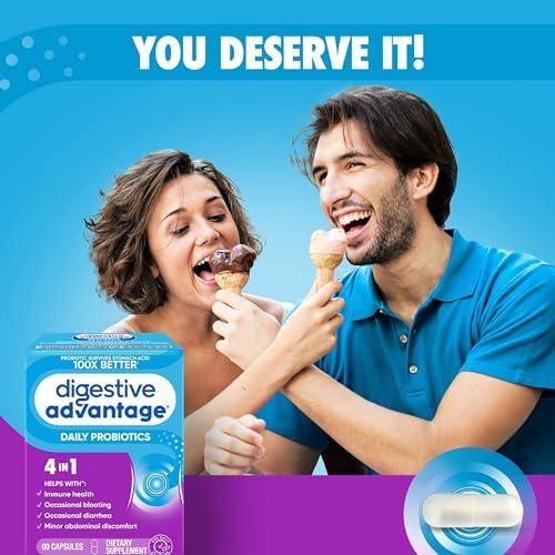 Digestive Advantage Digestive Advantage Probiotics For Digestive Health, Daily Probiotics For Women & Men, Supports Gut Health, Occasional Bloating & Diarrhea, Minor Abdominal Discomfort, & Immune Support, 60ct Capsules