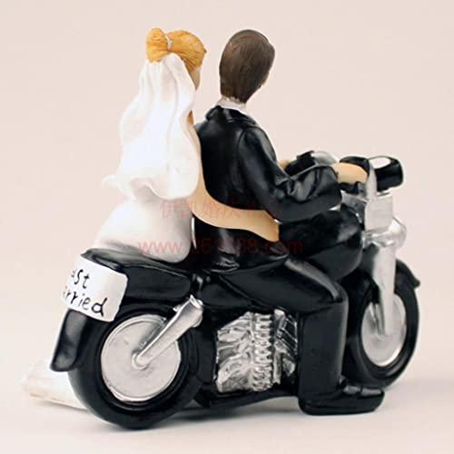 predolo predolo Bride Groom Couple Motorcycle Resin Figurine Romantic Cake Topper Party