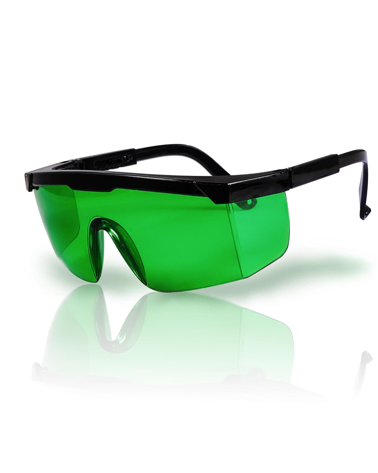 LIGHTMEUP Red Light Therapy Glasses, See-Through Eye Protection for Red Infrared 200-2000nm Full-Coverage Design Adjustable Fit Transparent Green Lenses for Phone & TV Use During Therapy Sessions Pack of 2