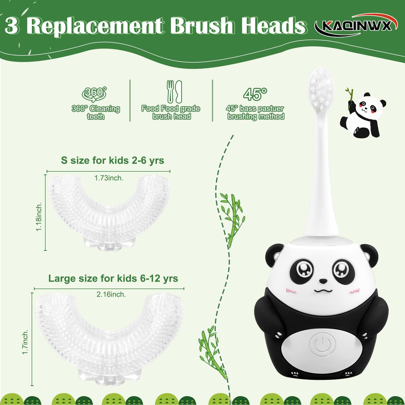 KAQINWX KAQINWX Kids Electric Toothbrushes, U Shaped Toddler Toothbrush, Panda Ultrasonic Kids Toothbrush with Smart Timer, 3 Brush Heads Replacement, 3 Clean Modes