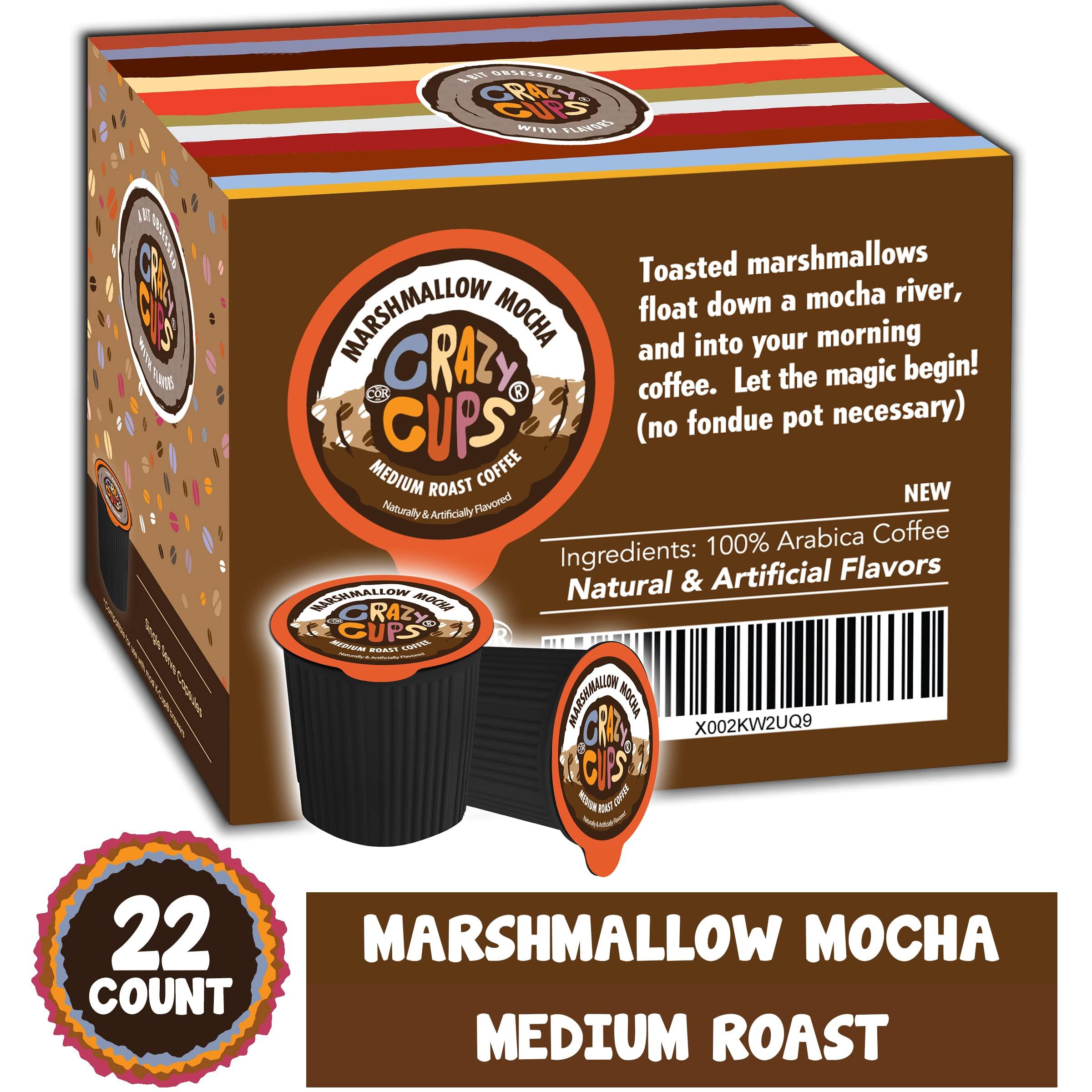 Crazy Cups Crazy Cups Flavored Marshmallow Mocha Chocolate Coffee, Single Serve for Keurig K Cups Machines, Hot or Iced, Medium Roast in Recyclable Pods, 22 Count (Pack of 1)
