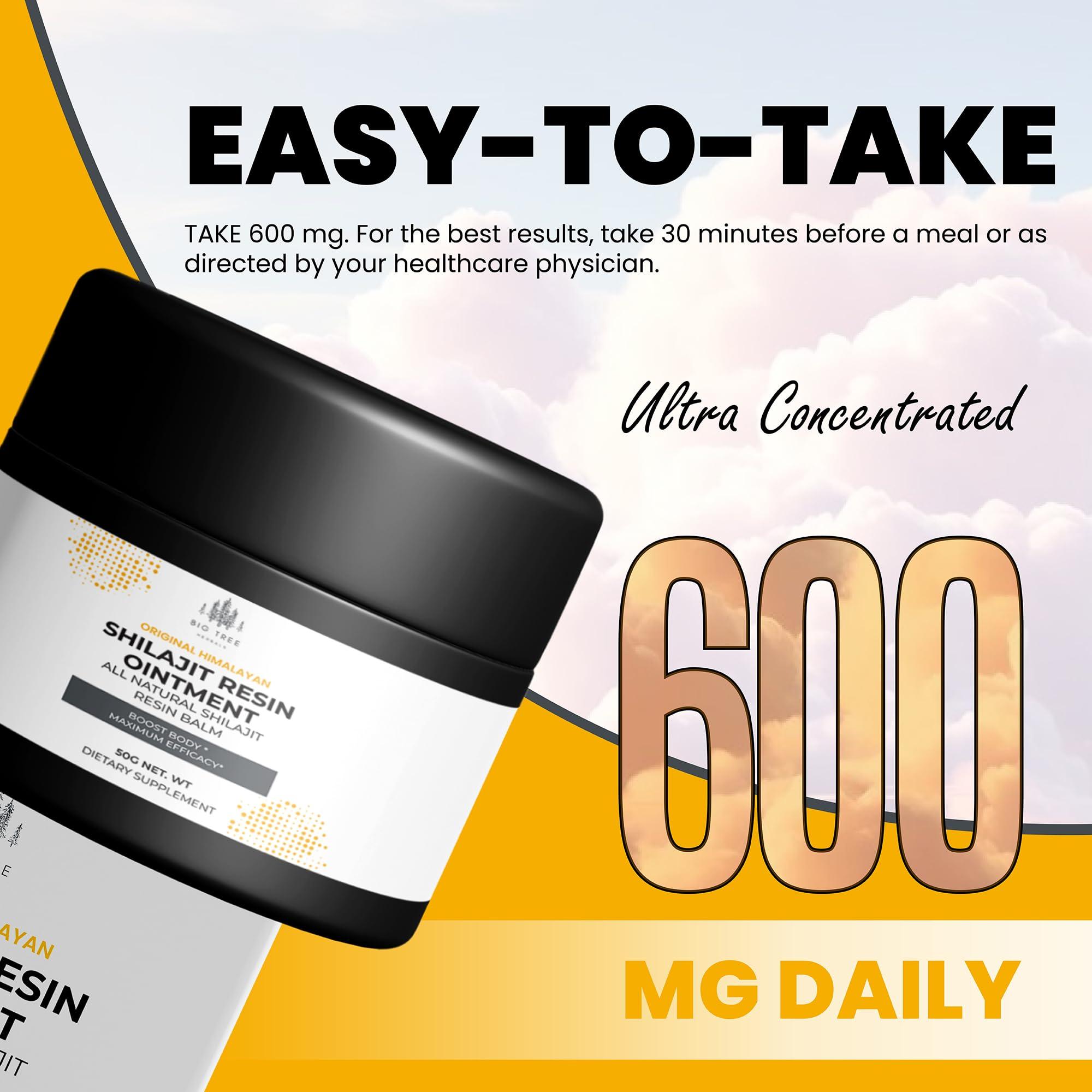 BIG TREE HERBALS BIG TREE HERBALS Original Shilajit Resin Ointment - High Potency Gold Grade Balm for Men & Women, Natural Energy & Wellness Boost, 50G Pure Shilajit Extract