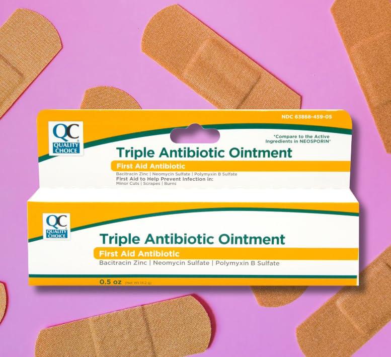 Quality Choice Quality Choice Triple Antibiotic Ointment, First Aid Antibiotic with Bacitracin Zinc, Neomycin Sulfate, Polymyxin B Sulfate, for Minor Cuts, Scrapes, and Burns.