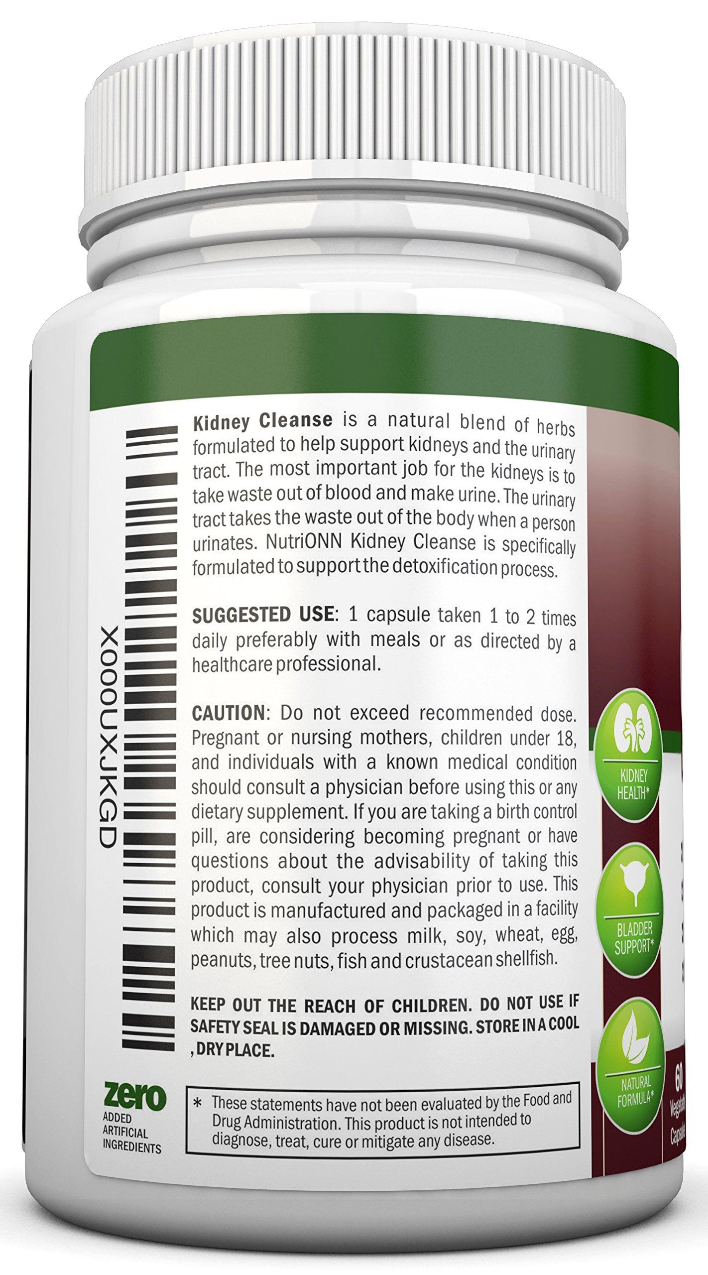 NutriONN KIDNEY CLEANSE - Detox and Support For Urinary Tract, Bladder and Kidneys - All Natural Herbal Supplement Formula With Organic Cranberry, Astragalus, Turmeric, Goldenrod, Gravel Root, Juniper and More