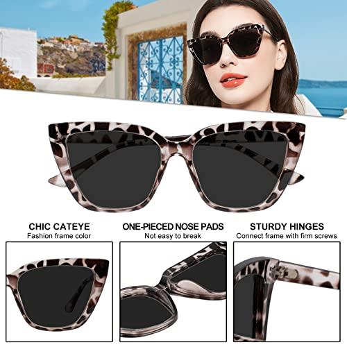 WEMOOTANTS WEMOOTANTS Large Readers Cateyed Sunglasses Womens Sun Glasses for Reading 1.0 1.25 1.5 1.75 2.0 2.25 2.5 2.75 3.0 3.5 4.0 (Leopard, 175) UV Protection