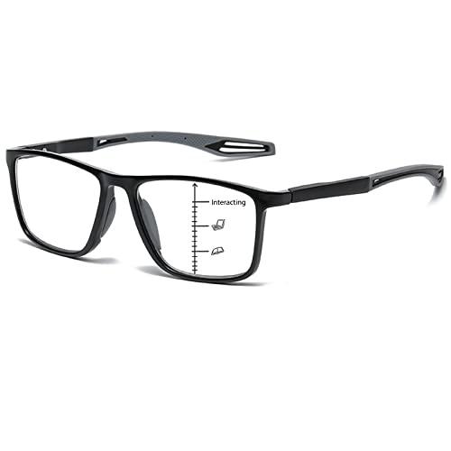 K.LAVER Photochromic Progressive Multifocus Reading Glasses unisex Lightweight Blue Light Blocking Multifocal Reader Flexible TR90 UV400 Protection Transition Sunglasses With Spring Hinges No Line Eyewear 3.0