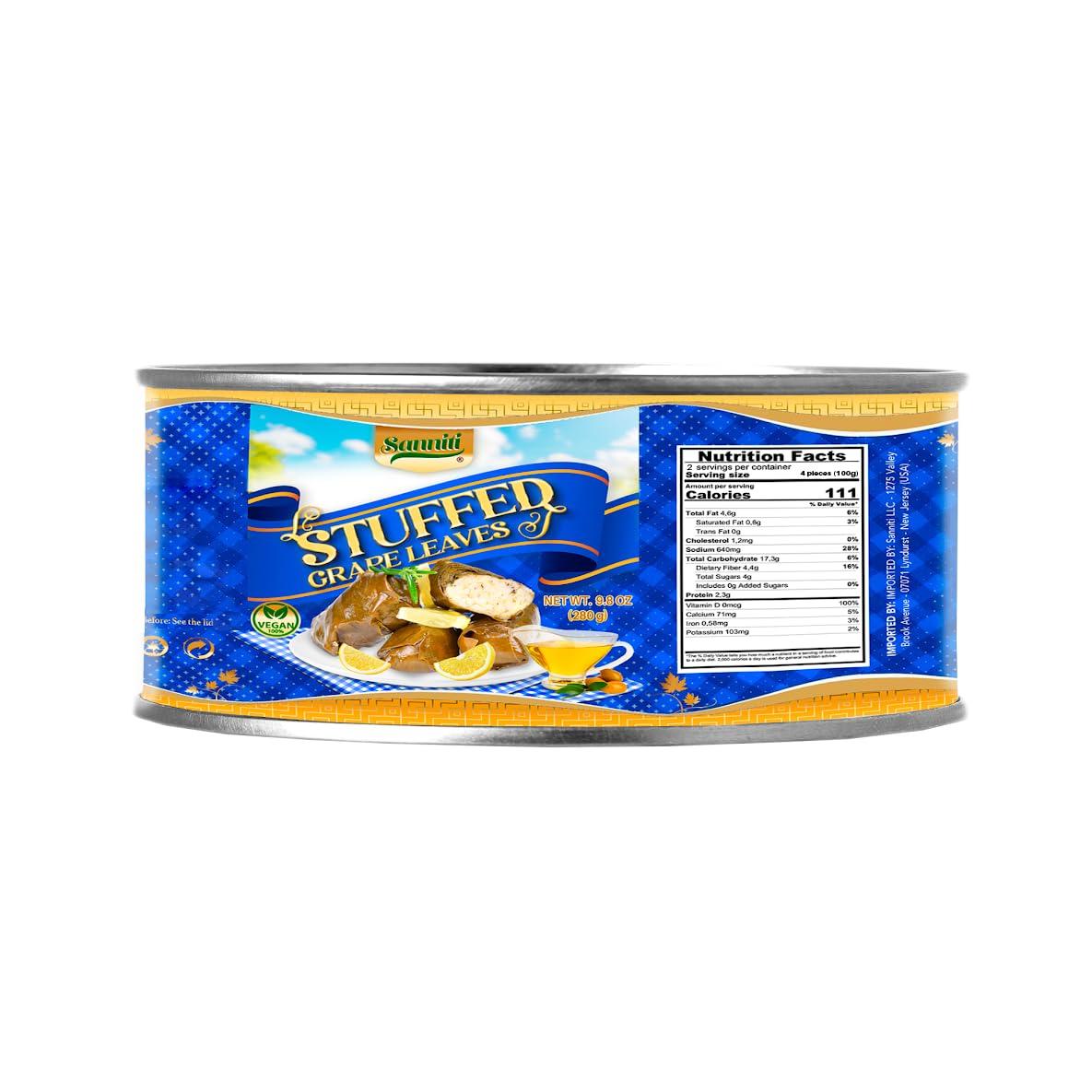 Sanniti Sanniti Dolmas Stuffed Grape Leaves | Ready to Eat | Easy Peel Open Can, 9.8 oz (Pack of 4)