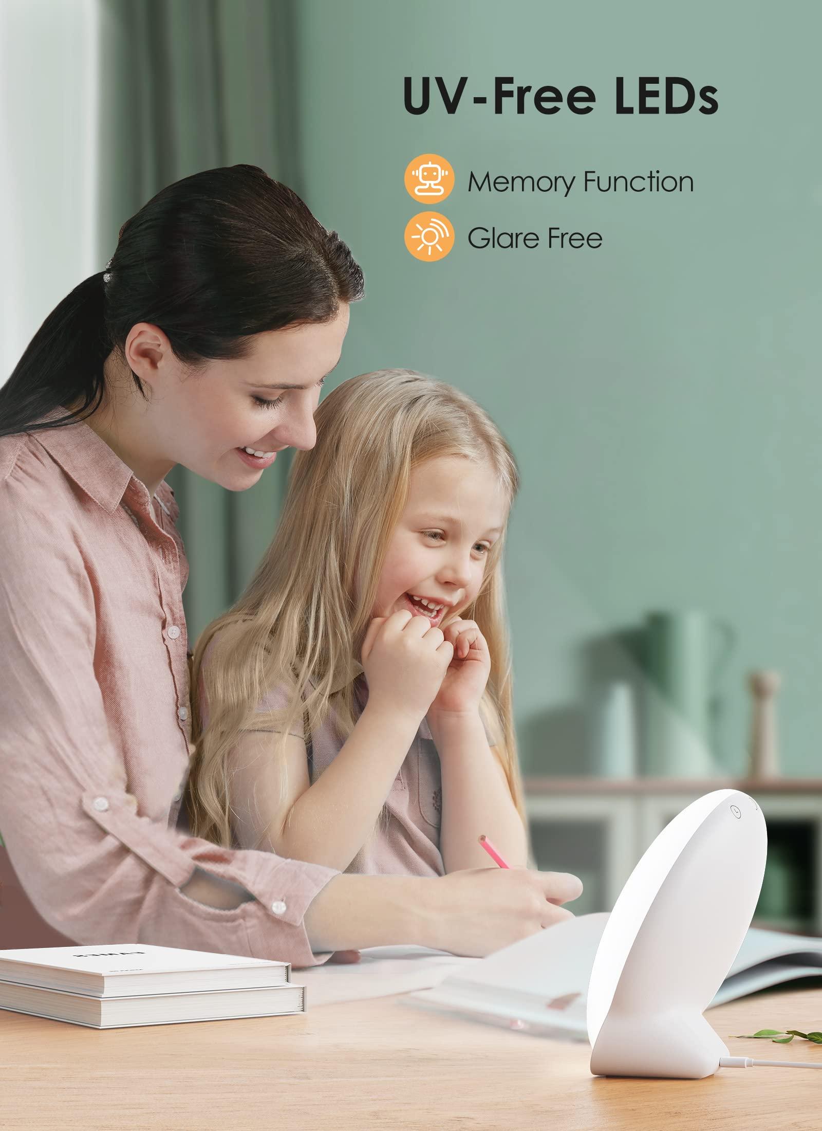 MediAcous Light Therapy Lamp, MediAcous UV-Free 10000Lux Therapy Light, Sunlight Lamp with 4 Brightness Levels & Color Temperature & Timer, Daylight Lamp with Memory Function, Touch Control & Compact Size