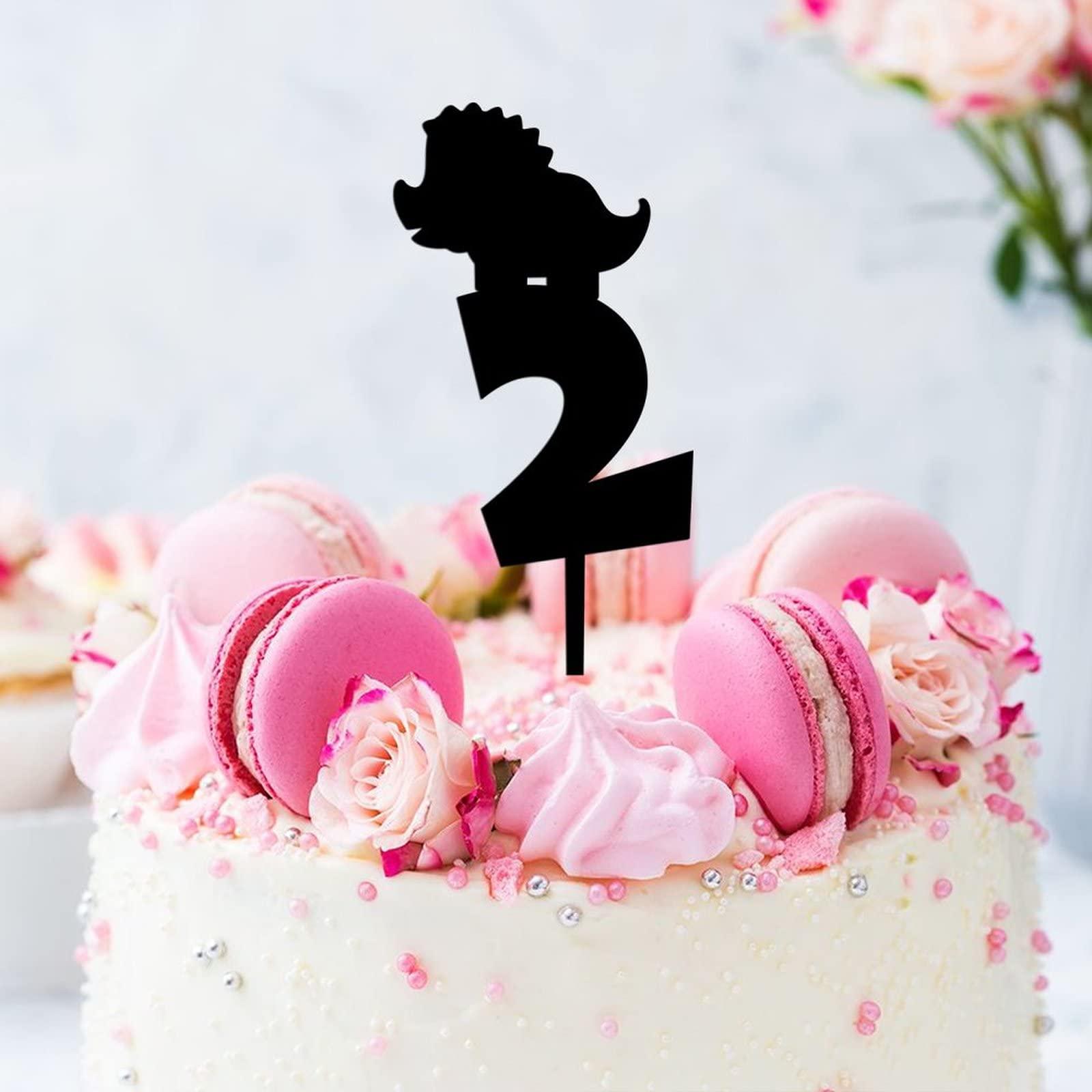 sanxnjana Custom Names Numbers Colors Happy Birthday Cake Topper Pick Happy 2nd Birthday Double Sided Pastries Cake Insert Topper Party Cake Decor for Birthday Party Decorations Supplies