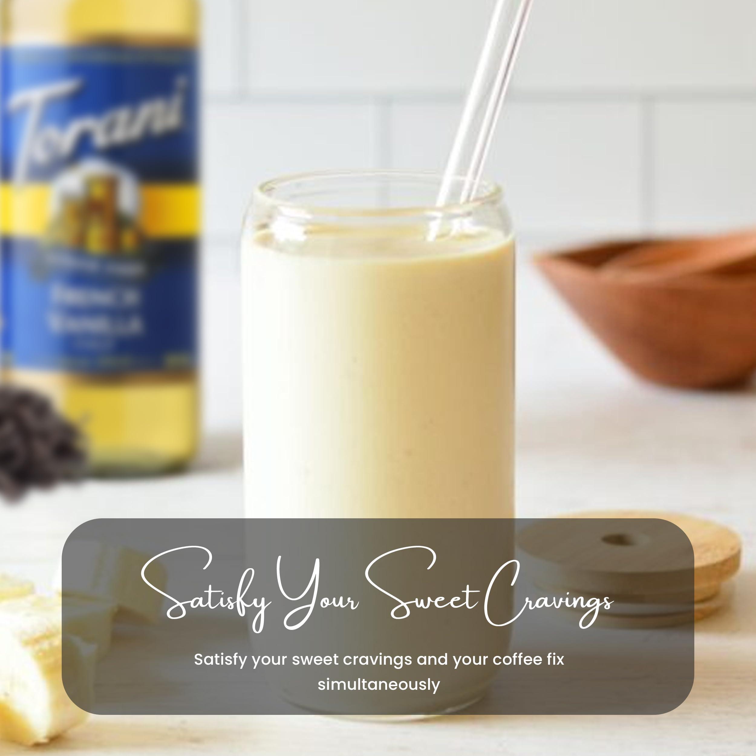 Jimoco Torani Sugar Free French Vanilla Syrup for Coffee 25.4 Ounces Coffee Syrups and Flavors with Jimoco Pump Syrup Dispenser