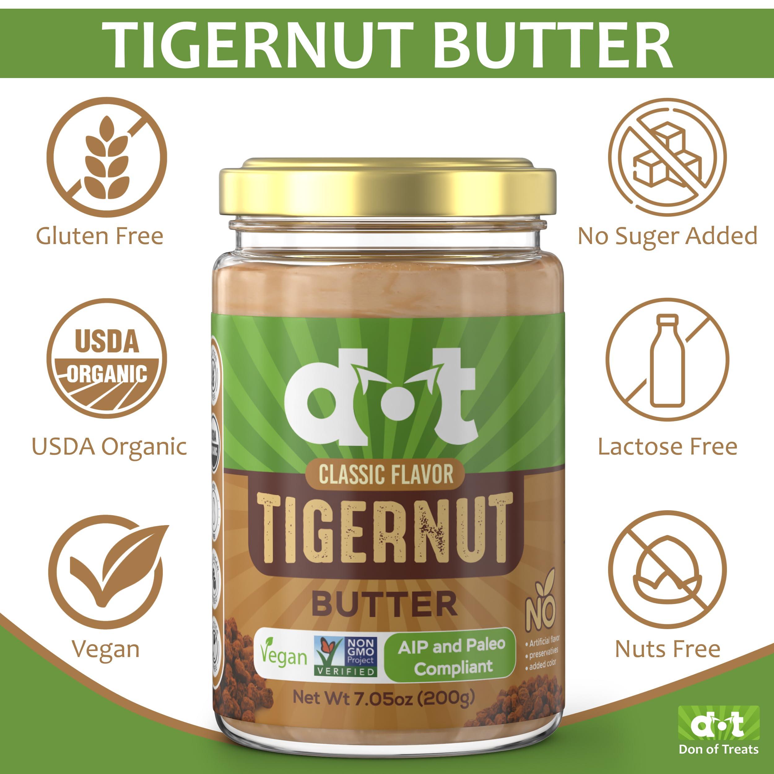 Don of Treats DON OF TREATS | Smooth Tigernut Butter Tiger Nut Butter | AIP and Paleo Compliant | Nut Free High Prebiotic Ingredients | No Sugar Added | Whole 30 | Low FodMap | Low Oxalate | 7.05 Oz., Natural