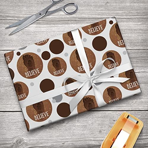 GRAPHICS & MORE GRAPHICS & MORE Bigfoot Sasquatch Believe Foot Print Gift Wrap Wrapping Paper Roll