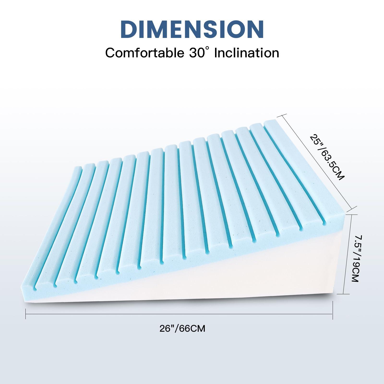 JoliNuit JoliNuit Bed Wedge Pillow for Sleeping, and Resting, Gel Memory Foam Pillow for Back, Knee Pain Relief After Surgery, 7.5 Inch Triangle Elevation Cushion for Acid Reflux,Gerd,Anti Snoring