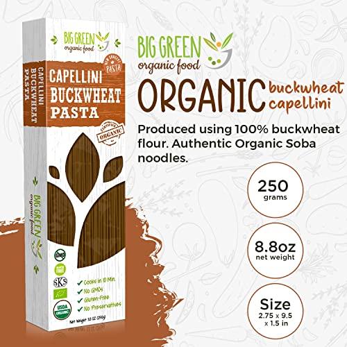 Big Green Organic Food Big Green Organic Food- Organic Buckwheat Capellini, 8.8oz, 100% buckwheat, Gluten-Free, Non-GMO (3 Pack)