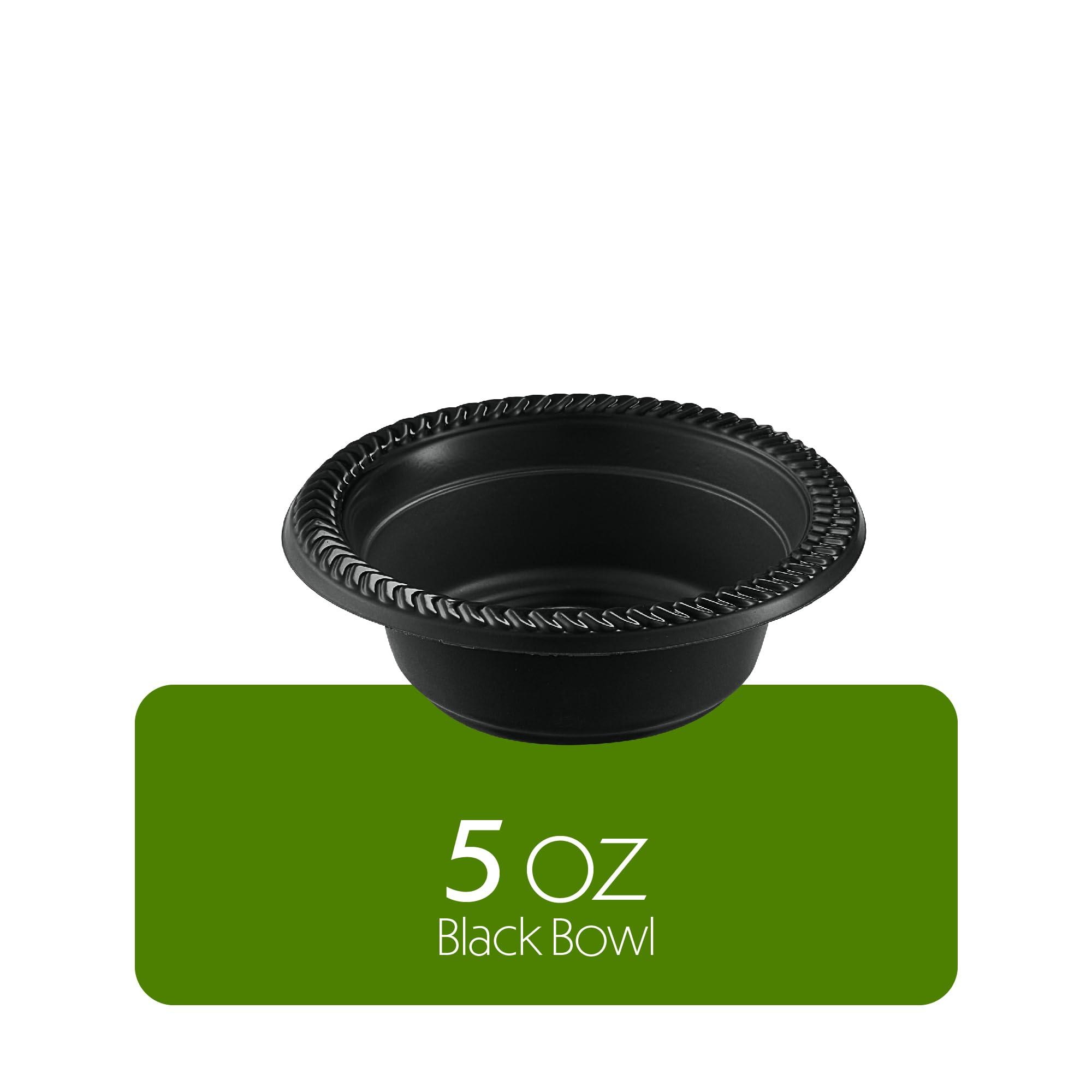 PLASTICPRO PLASTICPRO 800 PCS Black Plastic Bowls Light Weight 5 oz Small Plastic Soup Bowls Black Salad Dessert Plates Disposable for Party and Wedding