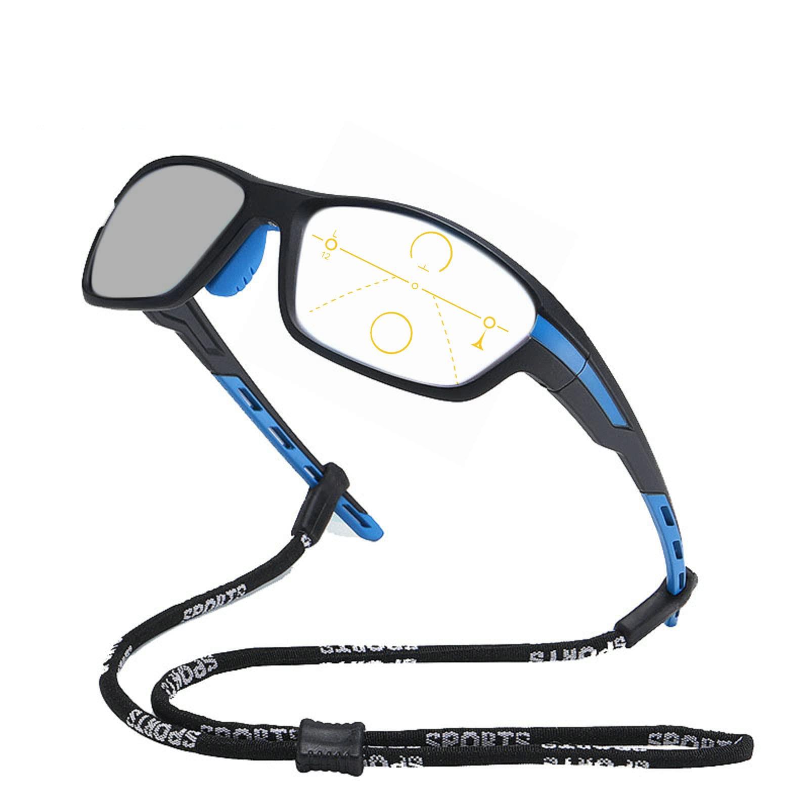 willochra Photochromic Progressive Multifocus Reading glasses Men Outdoor Transition Hyperopia Presbyopia Sports Reader Sunglasses (BLUE, 1.5, multiplier_x)