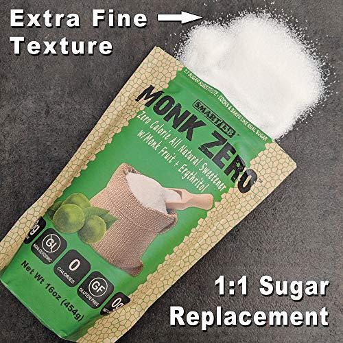 Smart138 Monk Zero - Monk Fruit Sweetener, Non-Glycemic, Keto Approved, Zero Calories, 1:1 Sugar Substitute (Granular, 40oz)