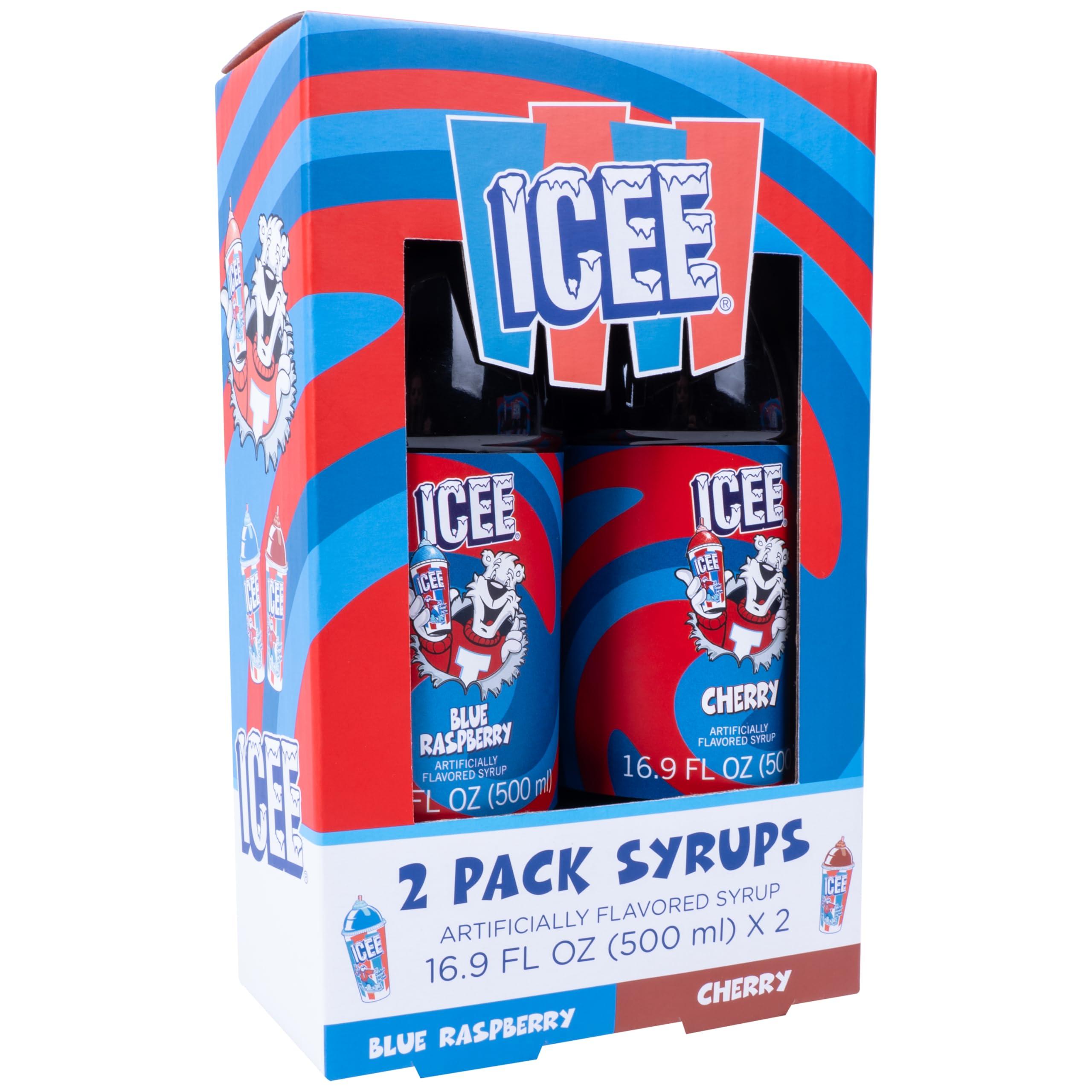 Fizz Creations ICEE 2 Pack Slushie Syrups. Genuine ICEE Slushy syrups including Blue Raspberry and Red Cherry Flavors. 2 16.9 Fl oz Bottles. Officially Licensed ICEE Merchandise from Fizz Creations.