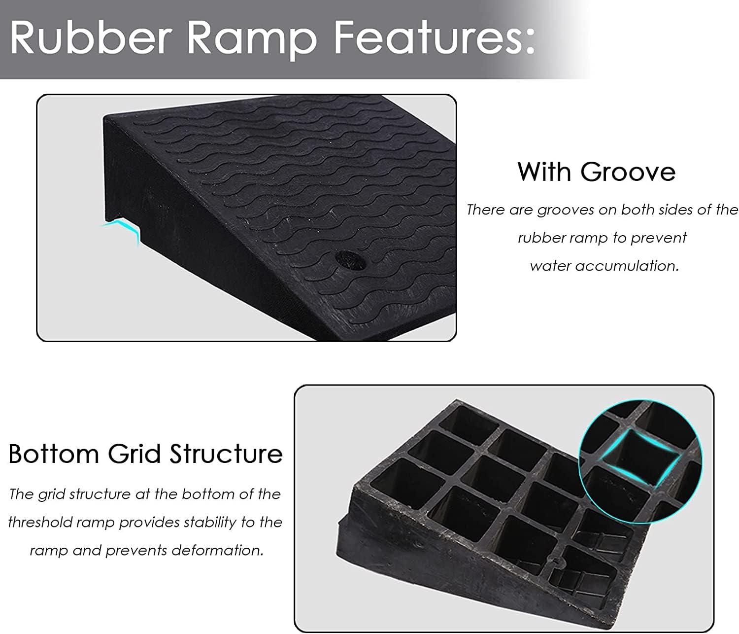 IHIPPO IHIPPO Doorway Uneven Floor Transition Strip, Curb Ramps for Driveway, Durable Low Cars Ramp Kerb Ramp for Sidewalks/Wayside/Garage, Huge Rubber Ramp for Rv Wheelchair Truck Caravan Buggy (Size : 100x30cmx1, 89014246251