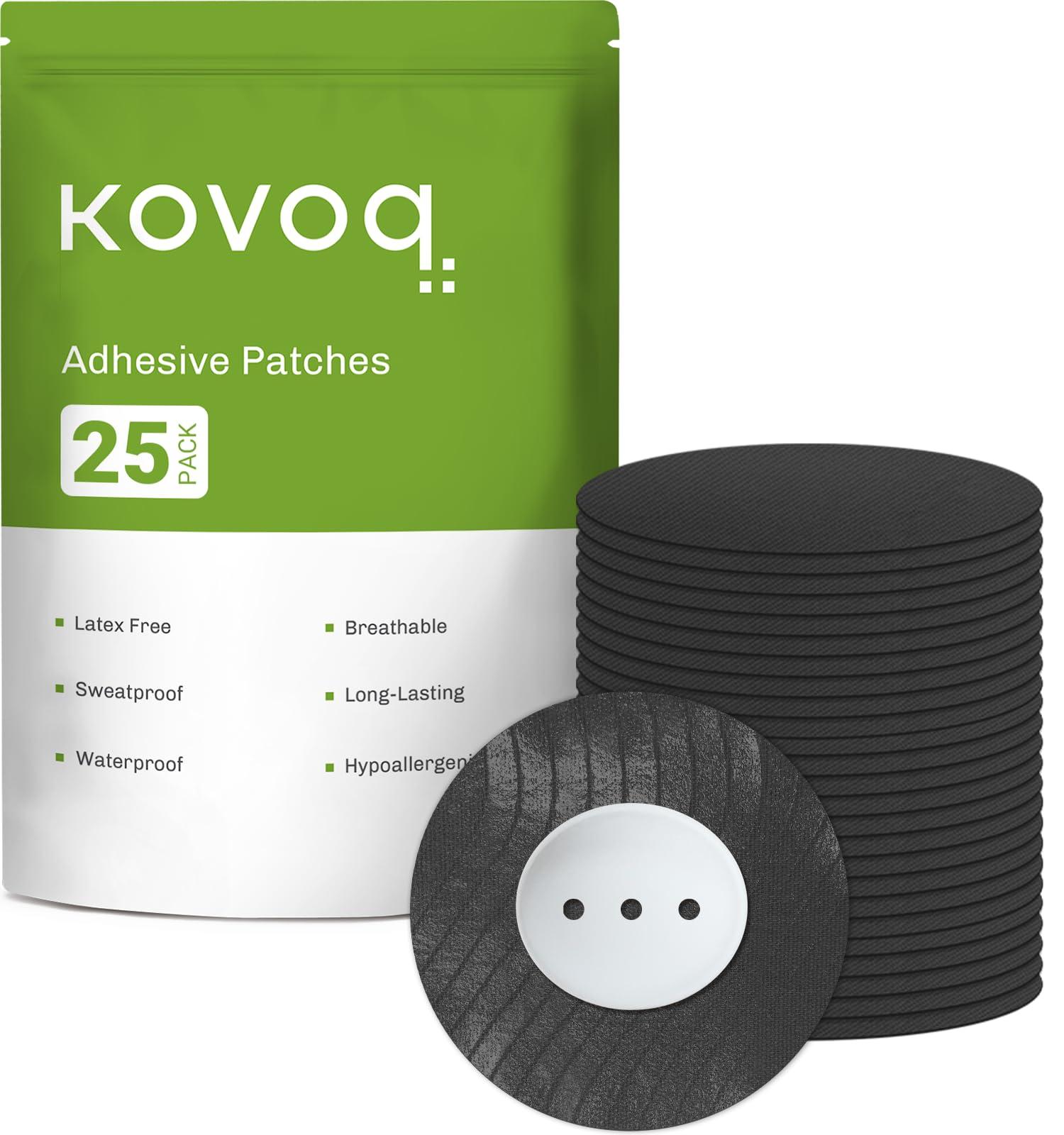 KOVOQ KOVOQ - Dexcom G7 Over Patches - Waterproof 25-Pack Dexcom Stelo & G7 Over Patches with Reusable Hardshell Cover, Latex-Free, Hypoallergenic, Long-Lasting, Breathable (BLK)