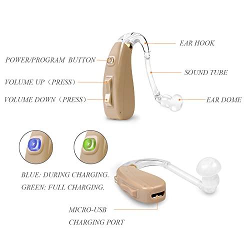 Banglijian Banglijian Hearing Aid Rechargeable Ziv-201 Digital Noise Reduction and Feedback Cancellation Small Size (Two Units)