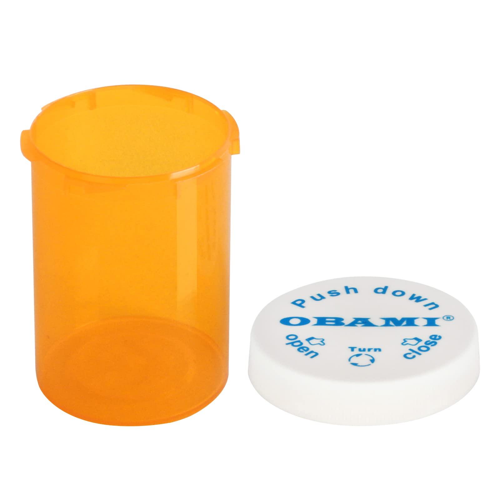 Obami Plastic Medicine Pill Bottles with Child Resistant Caps - Push Down and Turn - Prescription Vial, Medicine Container, Pill Cases Dispenser Organizers (12pcs, 20 Dram)