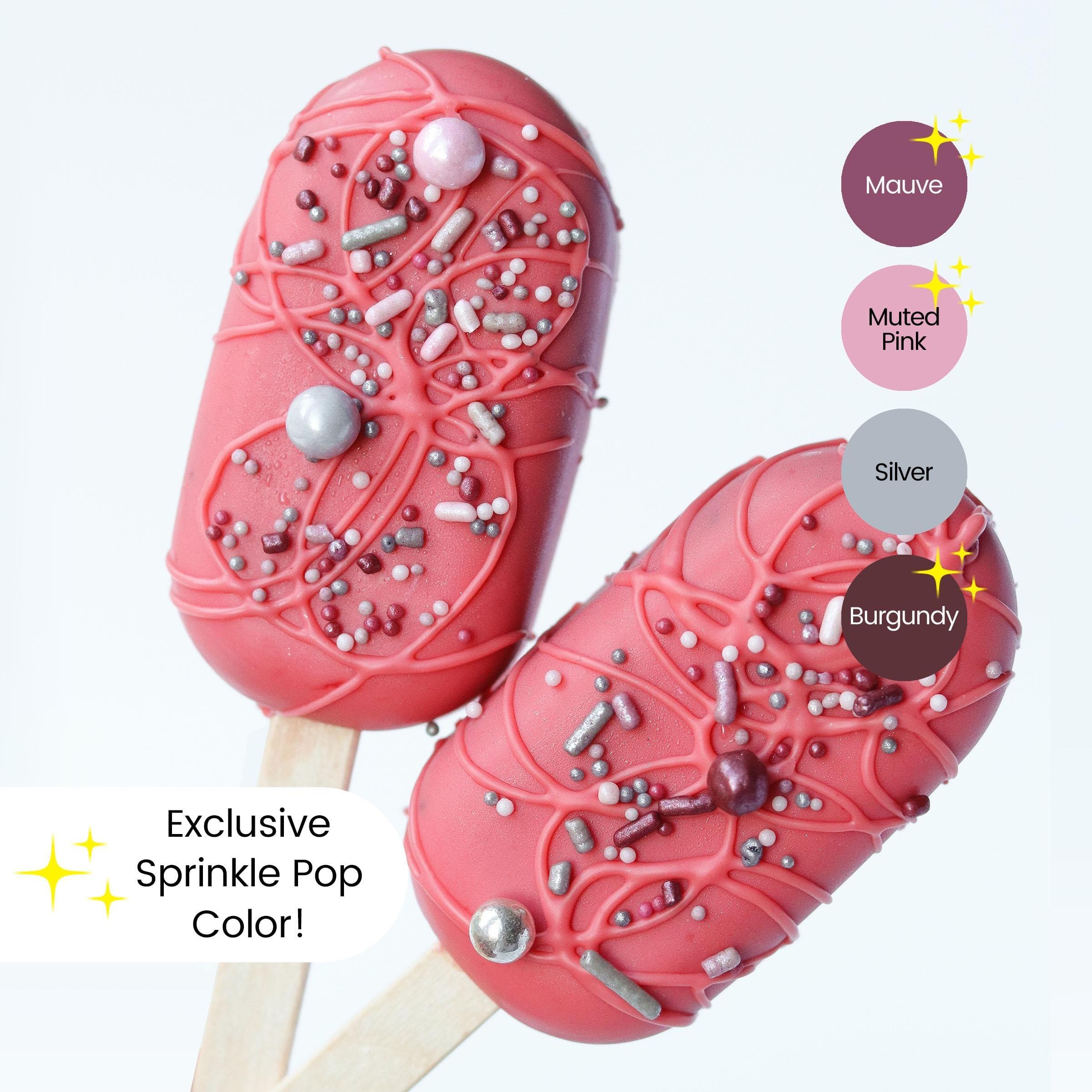 SPRINKLE POP Romance Sprinkle Mix| Made In USA By Sprinkle Pop| Light Pink Mauve Burgundy Sprinkles with Silver Metallic Dragees| Sprinkles For Decorating Bridal Shower Wedding Cupcakes Donuts Cakes Cookies, 2oz