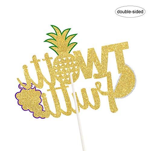 PANHUI Twotti Frutti Cake Topper ,Summer Fruit 2nd Birthday Cake Decor, Two Years Old Kids Second Birthday Fruity Tutti Theme Party Derocation