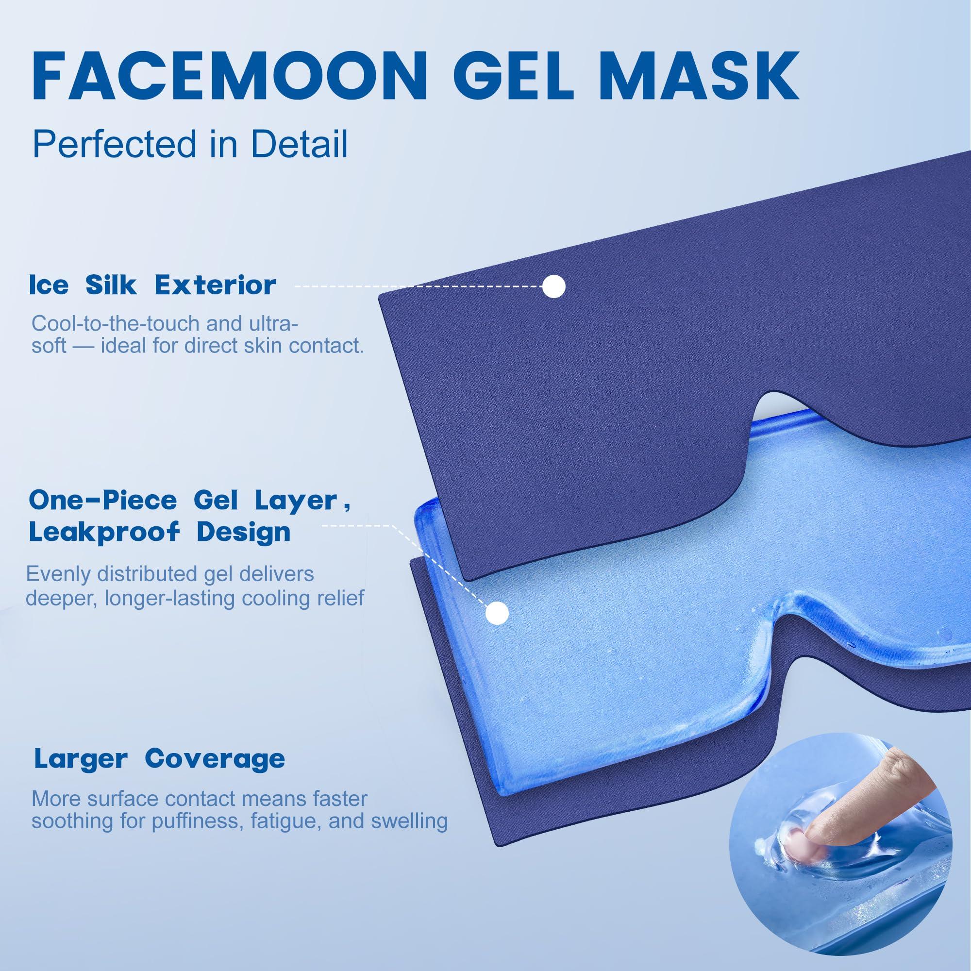 FACEMOON Migraine Relief Cooling Eye Mask- Cold Compress, Ice Cold Sleep Mask for Puffy Eyes, Dark Circles, Migraine & Headache Relief, Soft Thick Gel for Long Lasting Comfort FSA HSA Eligible-Blue