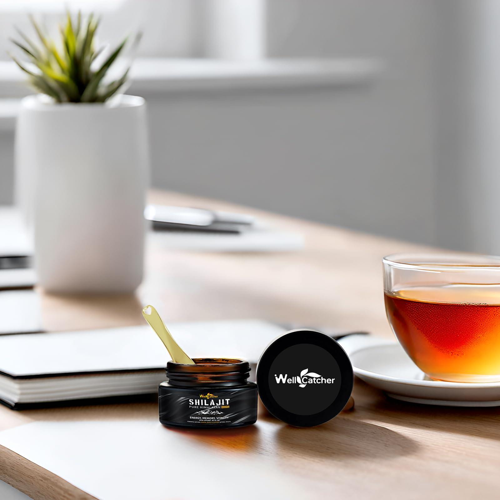 Wellcatcher Wellcatcher Pure Himalayan Shilajit Resin for Men Women: Natural Organic Shilajit Supplement 600MG Rich in 85+ Trace Minerals 75%+ Fulvic Acid for Energy Immunity Focus Support 50 Servings