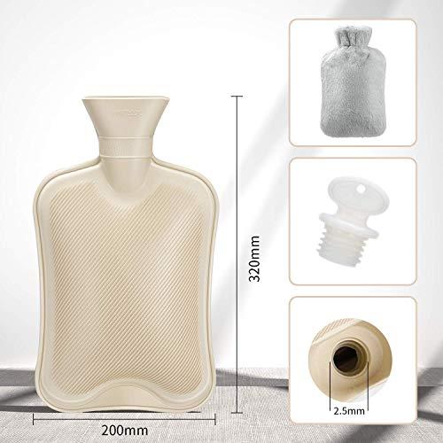 Fythao Hot Water Bottle with Soft Cover (2 Liter) Classic Rubber Hot Water Bag for Cramps, Neck, Shoulders Pain Relief, Hot Cold Pack for Hot and Cold Therapy and Feet Warmer, Great Gift for Women and Girls