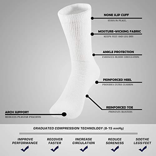 NevEND NevEND Diabetic Cotton Crew Socks Health Circulatory Physicians Approved Mens Womens White 12 Pairs 10-13