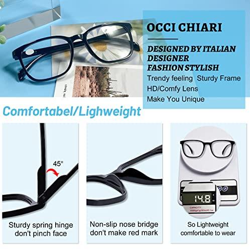 OCCI CHIARI OCCI CHIARI XL Reading Glasses Men Large head Comfortable Readers 1.0 1.25 1.5 1.75 2.0 2.25 2.5 2.75 3.0 3.5 4.0 5.0 6.0(3.5x Black)
