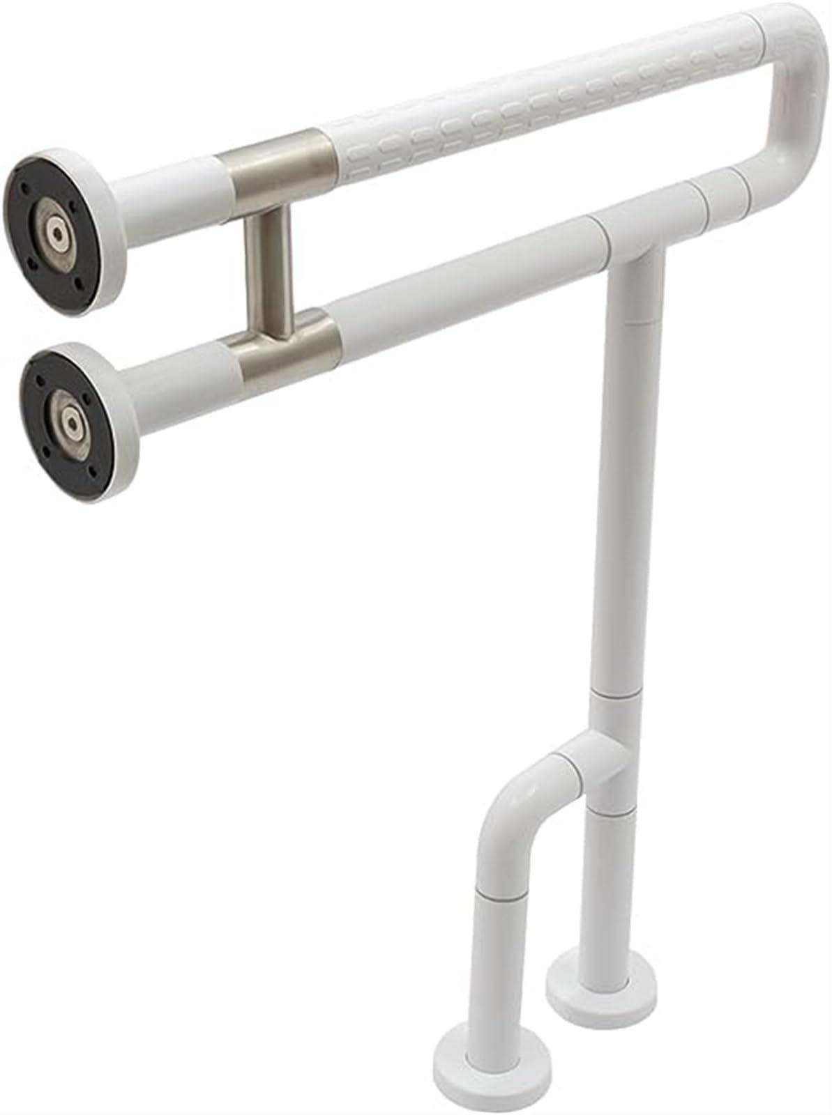 GeRRiT GeRRiT 23.6 Inch Handicap Grab Bars Toilet Bathroom Safety Handrails for Elderly Stainless Steel Toilet Rail Hand Rail Support for Seniors Disabled Railing Wall to Floor Grab Bar Load 551lbs White
