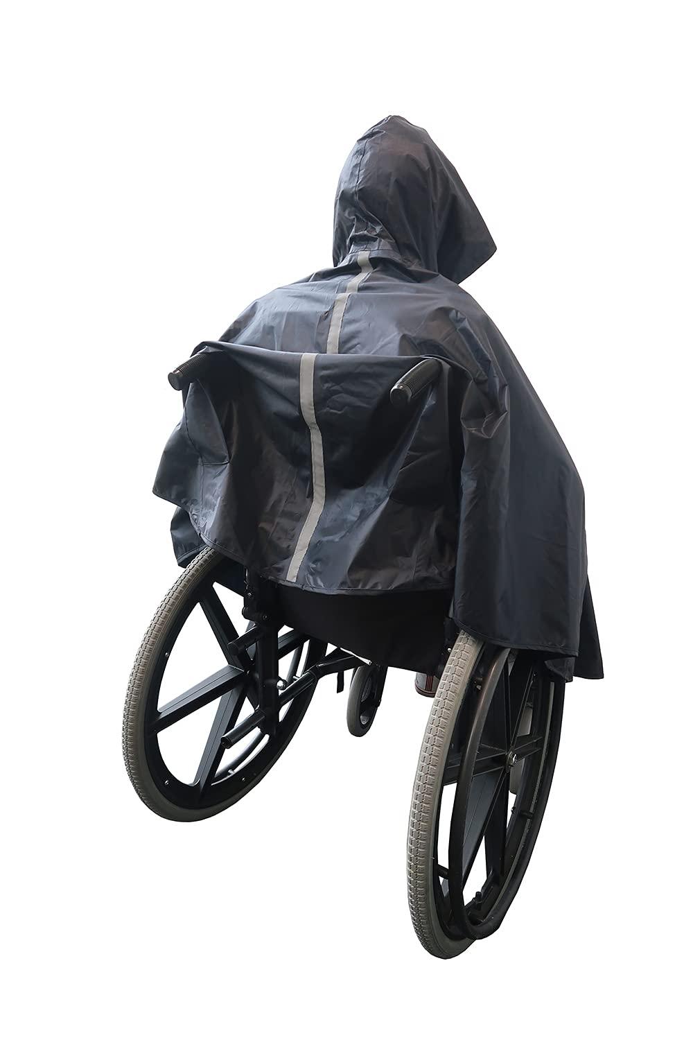 ActionCare ActionCare - Waterproof Wheelchair Poncho - Adult Standard - Wheelchair Rain Cape, Navy