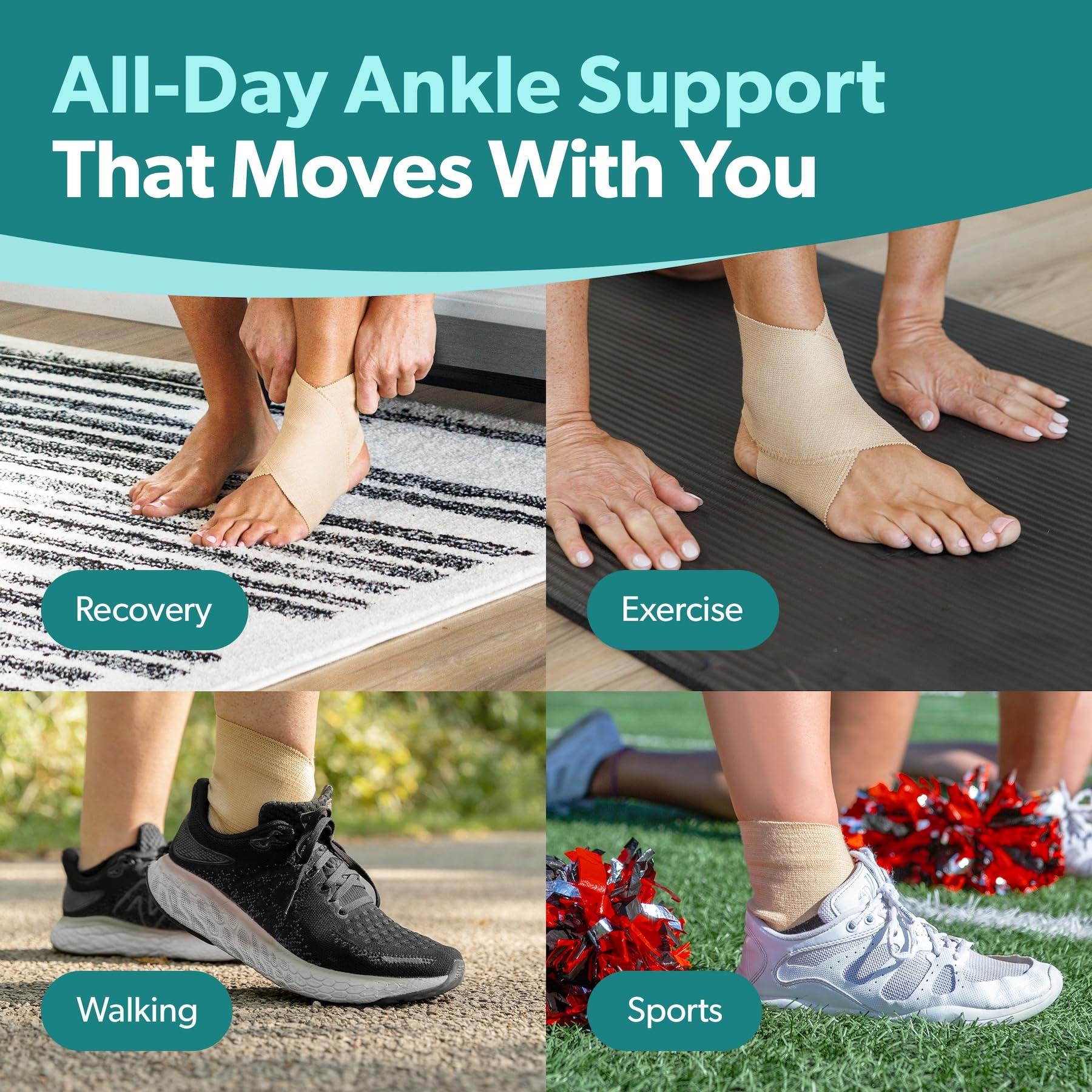 BraceAbility BraceAbility Elastic Ankle Support Brace - Youth Slip on Foot Compression Sleeve for Gymnastics, Dance, Kids, Sports, Running, and Sprained Ankle Swelling for Boys and Girls (S)