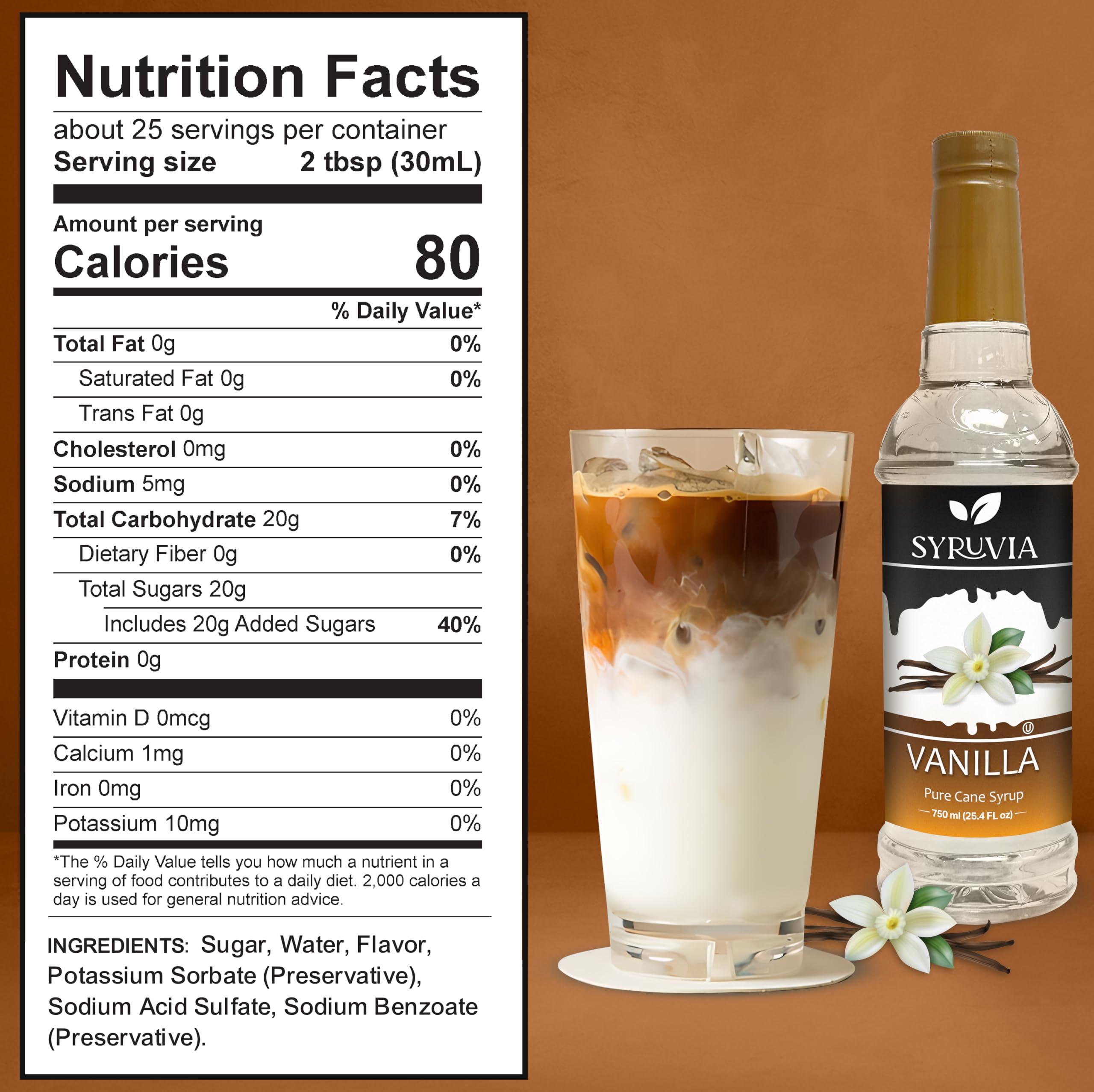 SYRUVIA Syruvia Vanilla Syrup for Coffee with Pump 25.4 fl oz Kosher,