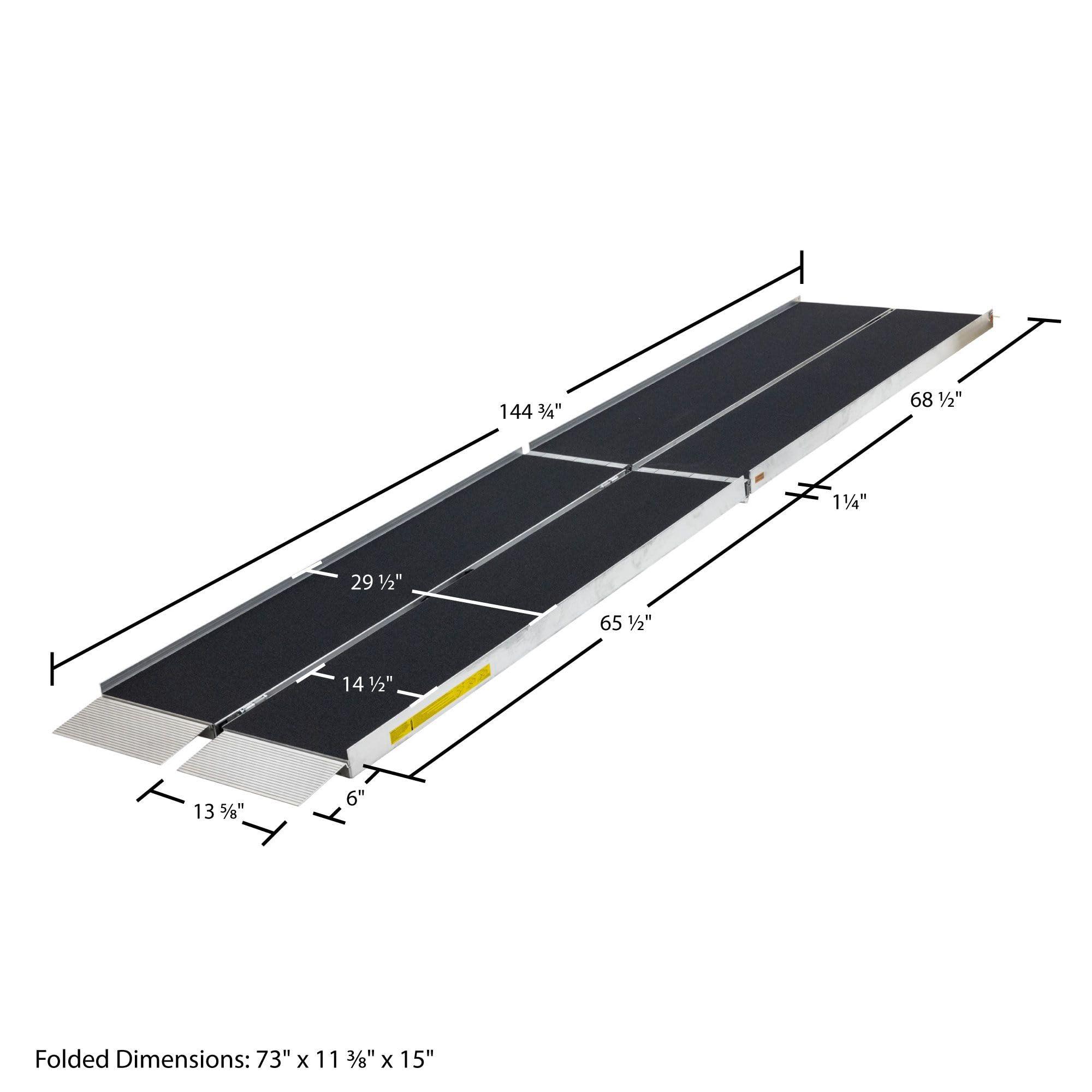 Rage Powersports Silver Spring 12' L Aluminum Multi-Fold Wheelchair Ramp with Grit Coat Surface -600 lb. Weight Capacity