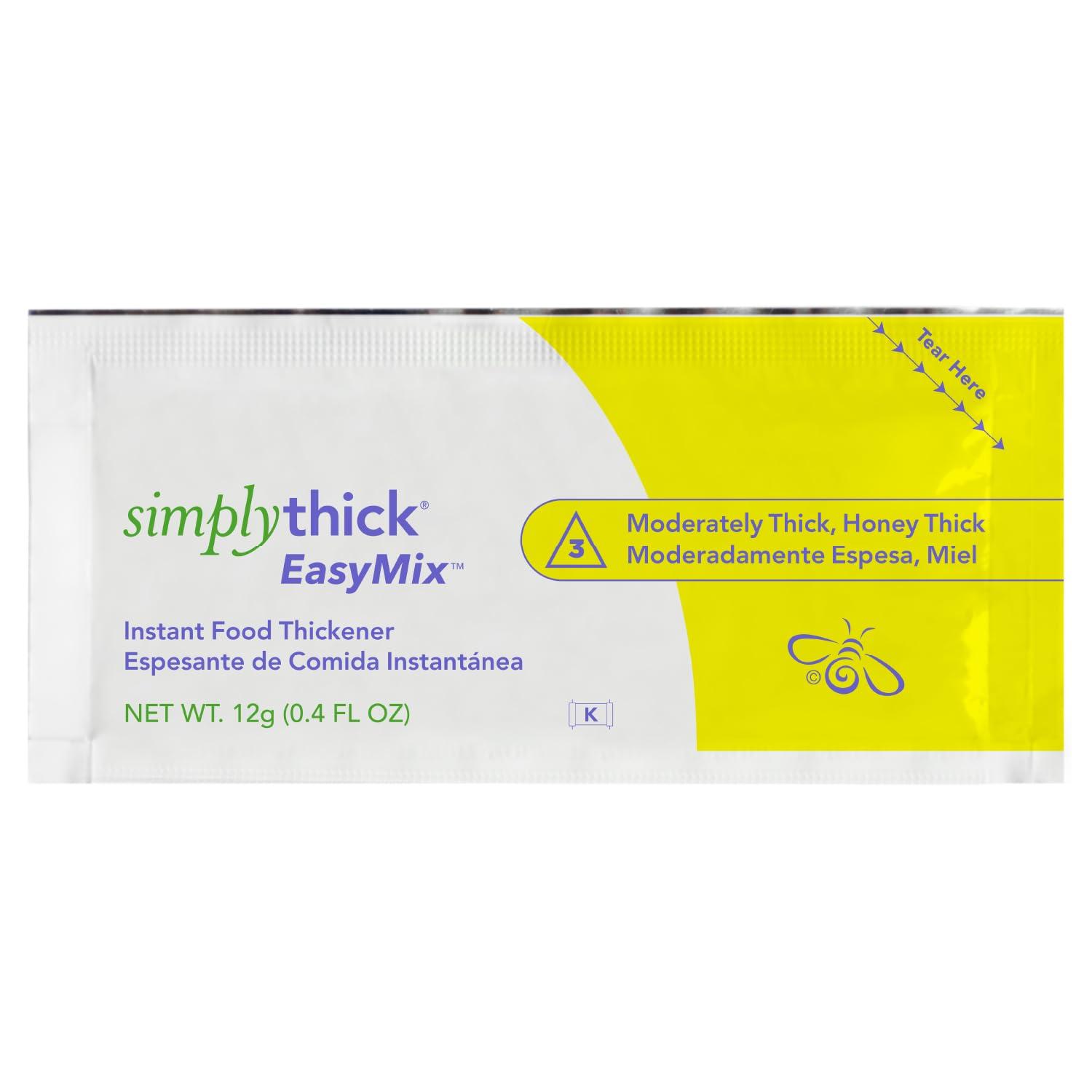Simply Thick SimplyThick EasyMix | 100 Count of 12g Individual Packets | Gel Thickener for those with Dysphagia & Swallowing Disorders | Creates An IDDSI Level 3 - Moderately Thick (Honey Consistency)