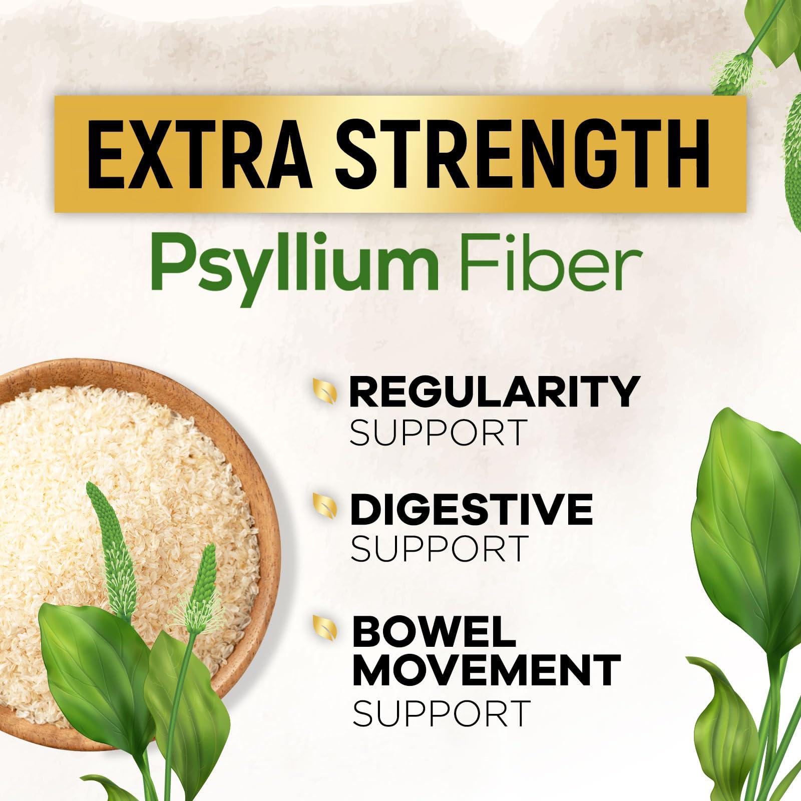 Nature's Nutrition Psyllium Husk Capsules 1500mg, Natural Daily Soluble & Insoluble Fiber, Psyllium Husk Powder Fiber Caps Supports Digestion Colon Health & Regularity, Non-GMO Gluten Free Supplement - 60 Veg Capsules