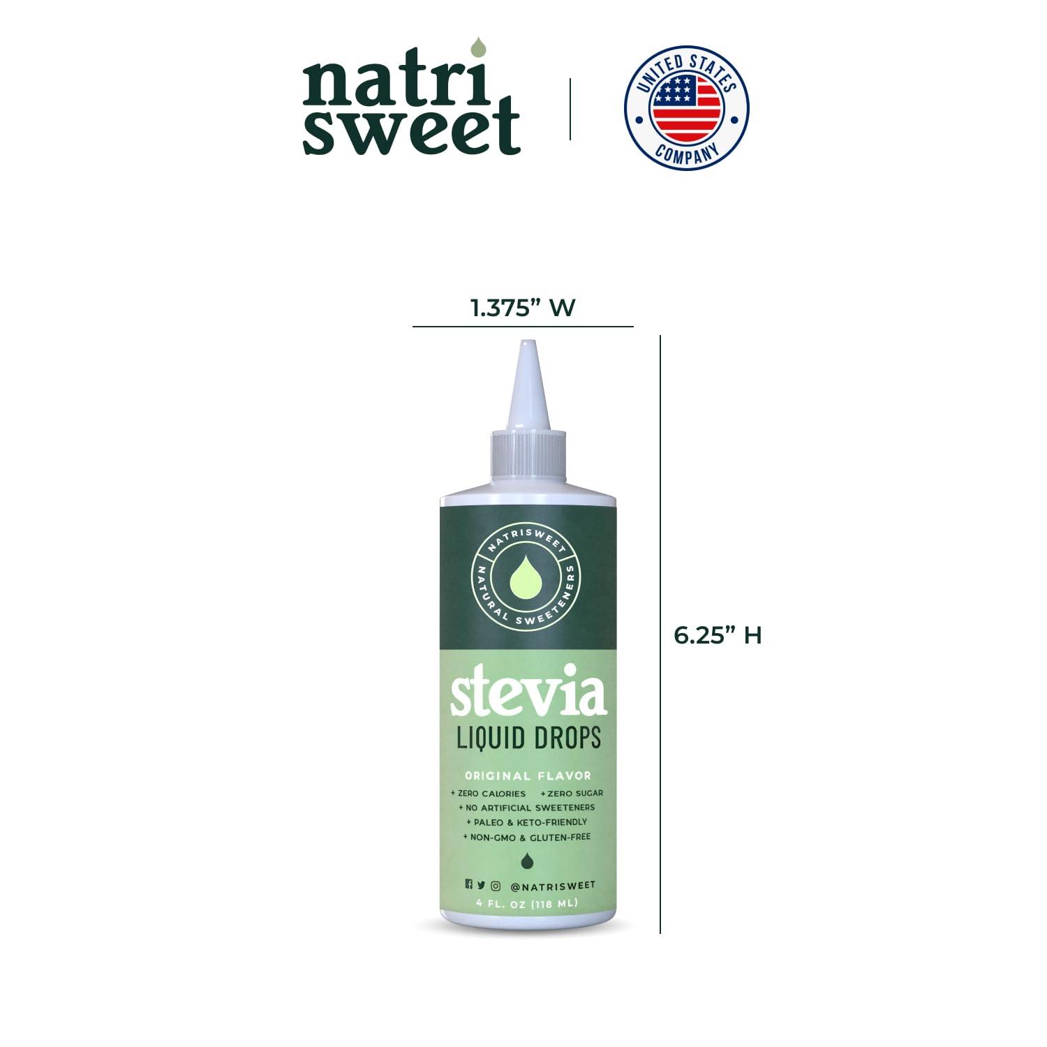 NatriSweet Natrisweet Liquid Stevia Drops 4 fl oz, Pure Stevia Liquid Sweetener from Stevia Extract Sugar Substitute, No Calorie Keto Sweetner, Mix Liquid Stevia