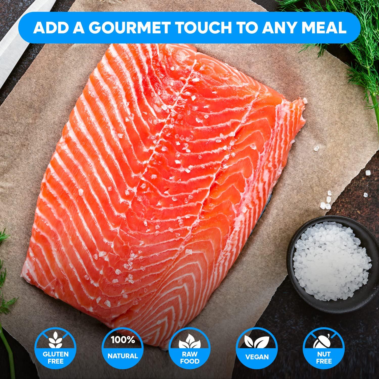 Nordic Catch Icelandic Sea Salt, Less Processed Flaky Salt Container, Mineral Rich Flake Sea Salts with Health Benefits, Sustainably Sourced Flaky Sea Salt for Baking (Pure Flaky, 40g Adjustable Grinder)