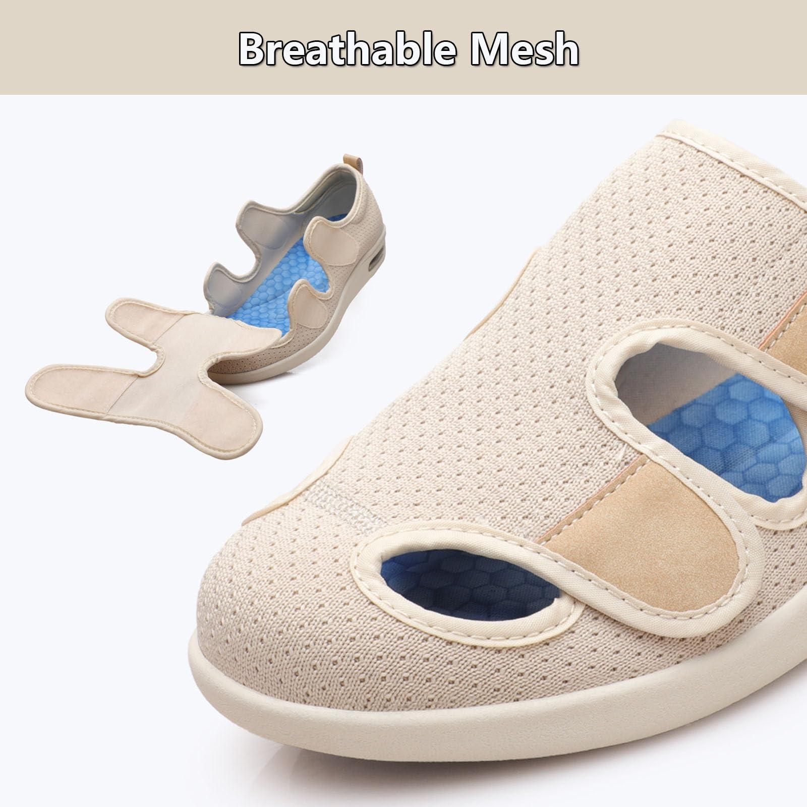 bumuam bumuam Men\'s Diabetic Shoes Extra Wide Width,Outdoor Walking Sneakers Orthopedic Lightweight Comfy Casual Slippers for Elderly Swollen Feet Arthritis Recovery Men 8/Women 9 Black