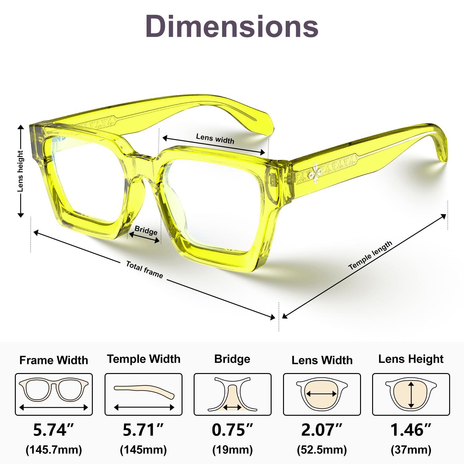 VISOONE VISOONE Enhanced Version Rectangle Chic Preppy Look Blue Light Blocking Glasses for Women Men RIVER-LIGHTER