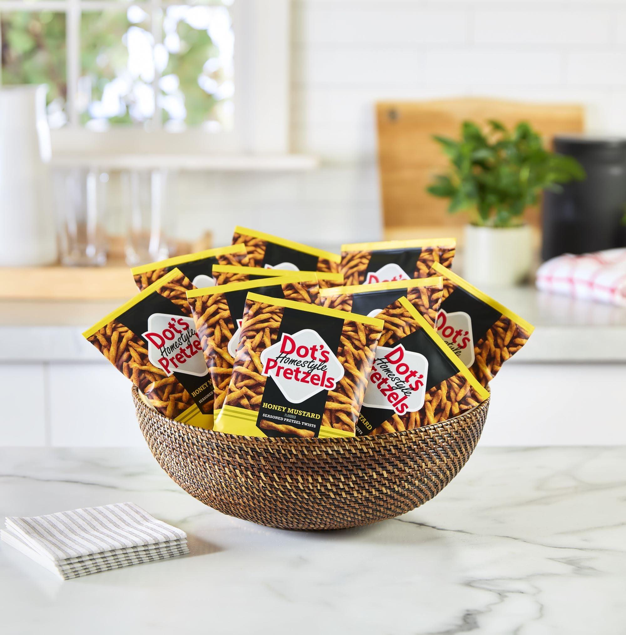 Dot\'s Homestyle Pretzels Dot\'s Pretzels Honey Mustard Seasoned Pretzel Twists, Healthy Kids Snacks, 1oz Grocery Sized Bag (10 Count)