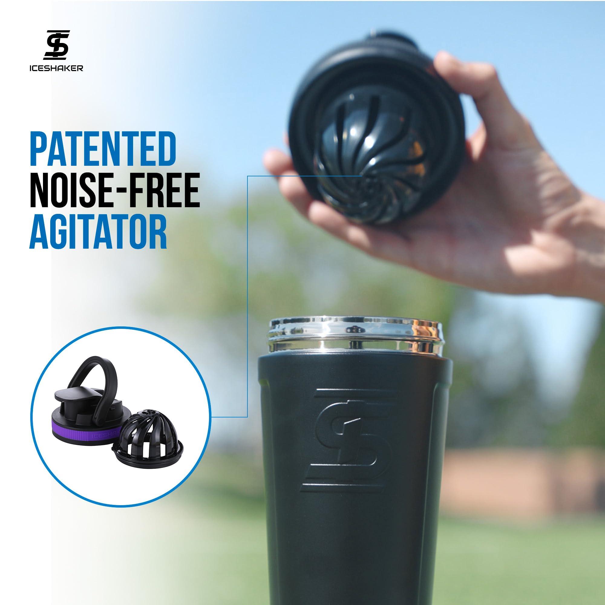 Ice Shaker Ice Shaker Insulated Stainless Steel Shaker Bottle | 26oz, Purple | Cold for 30+ Hours | Insulated Cup with Twist-on Agitator | Odor-Free Bottle for Protein Shakes, Water, Smoothies, Cocktails