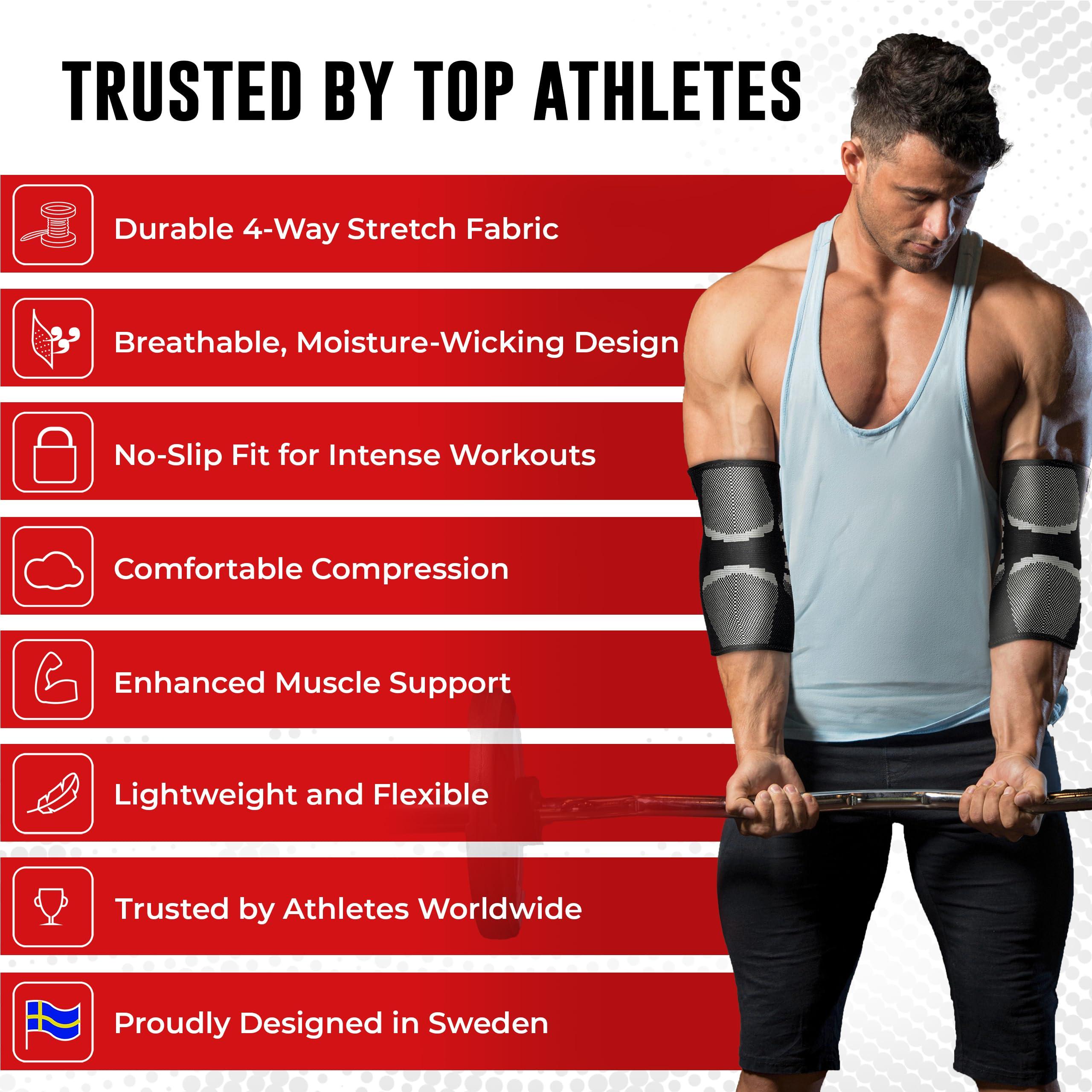 Nordic Lifting Nordic Lifting Elbow Compression Sleeves (1 Pair) for Men & Women - Support for Elbow Pain Relief, Tendonitis, Golfers & Tennis Elbow - Weightlifting Brace for Workout, Arm & Joint Recovery (Large)